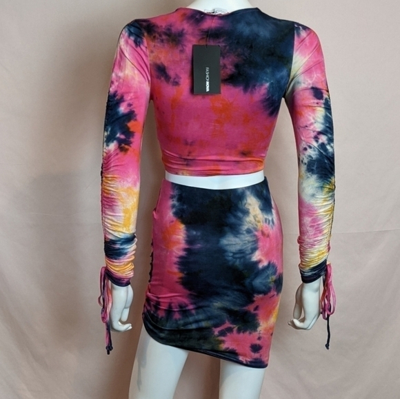 Fashion Nova Leave Me To It Tie Dye Multicolor Mini Skirt Set size Small - Picture 4 of 6